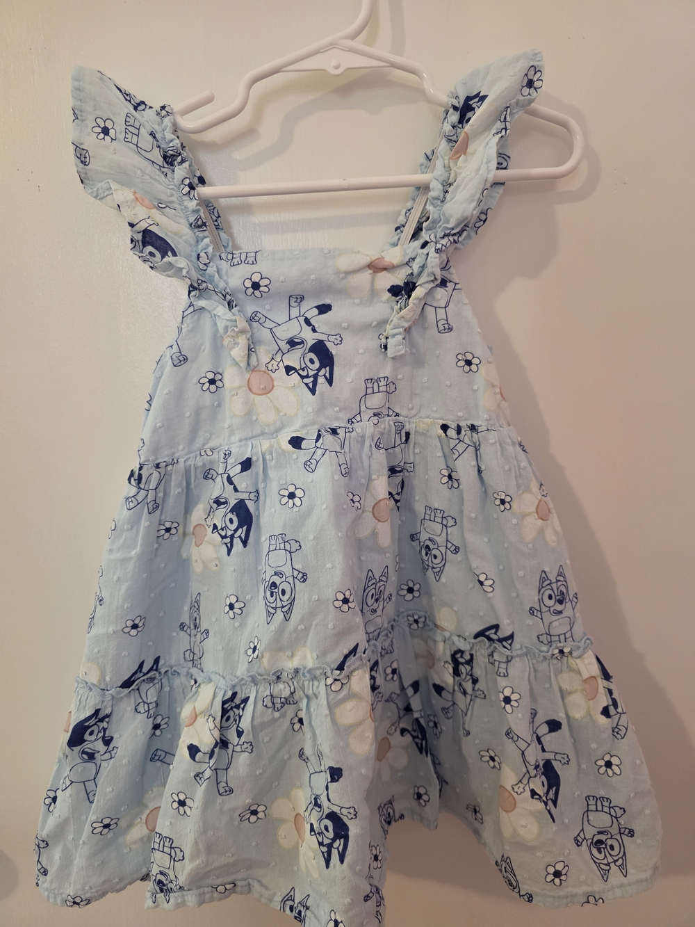 Cute Light Blue Cartoon Tiered Sundress for Girls